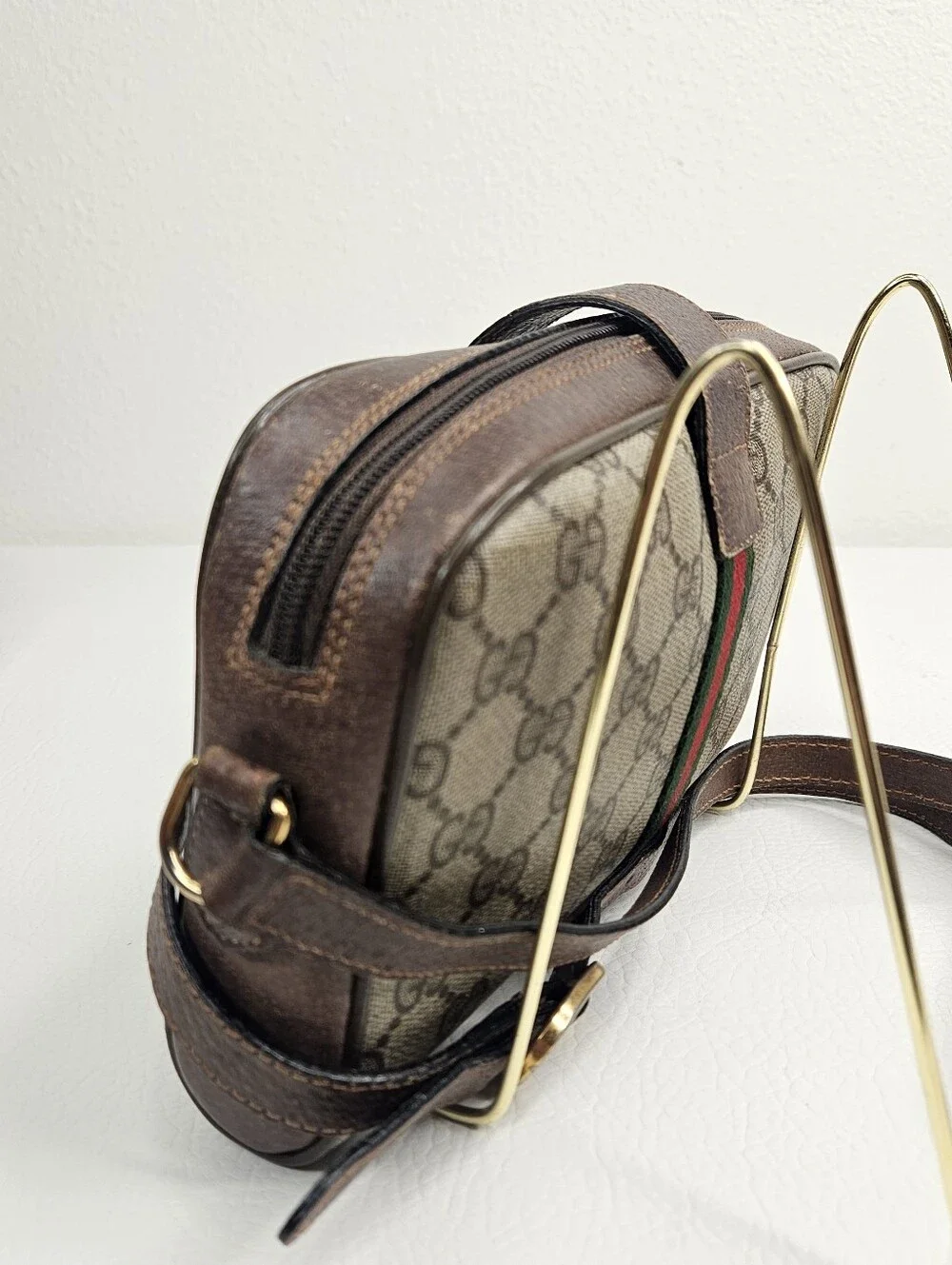 Authentic 80s Gucci GG Supreme Sherry  Ophidia Camera Crossbody Shoulder Bag